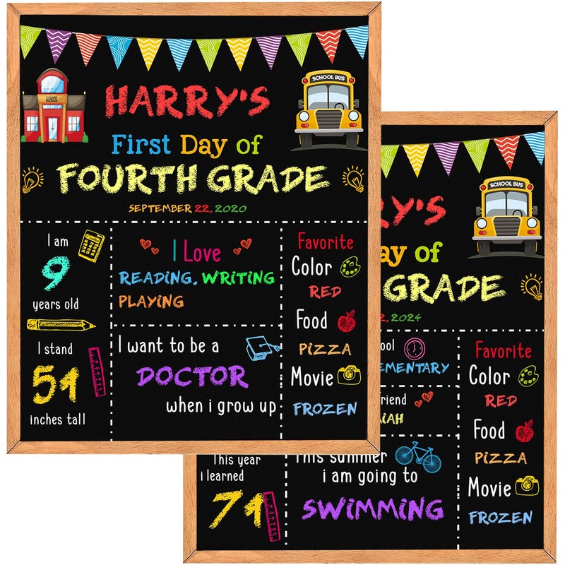 BAODLON First Day of School Sign - 14" X 11" Double-Sided Board With Frame for Kids - Chalkboard for First & Last Day, Back to School Supplies for Preschool Kindergarten 1st Grade - Image 1